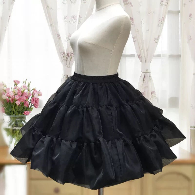 Katoen Organze Hoopless Hoepelrok Ruffle Onderrok Prinses Kostuum Meisjes Pluizige Rok Bouffant Lolita Petticoat Voor Vrouwen