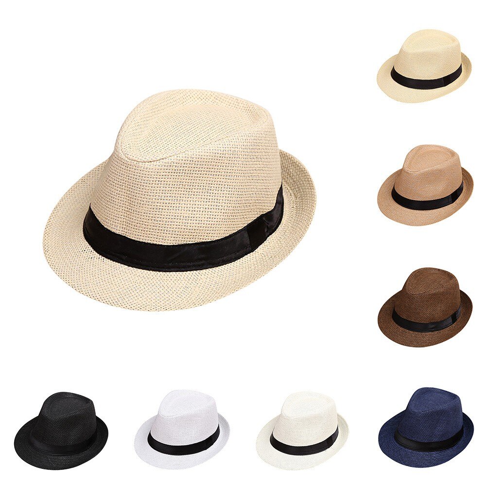 Kinder Sonnenhut Kinder Sommer Strand Stroh Hut Jazz Panama Trilby Fedora Hüte Britischen Cap Atmungsaktiv Baby Hüte Mädchen Jungen Sonnenblende