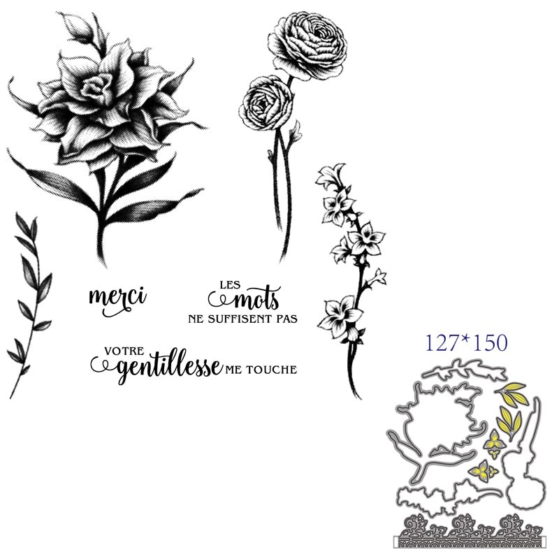 Franse woord 3d metalen snijmallen en scrapbooking voor papier maken verjaardag reliëfkaart ambachtelijke stempelset