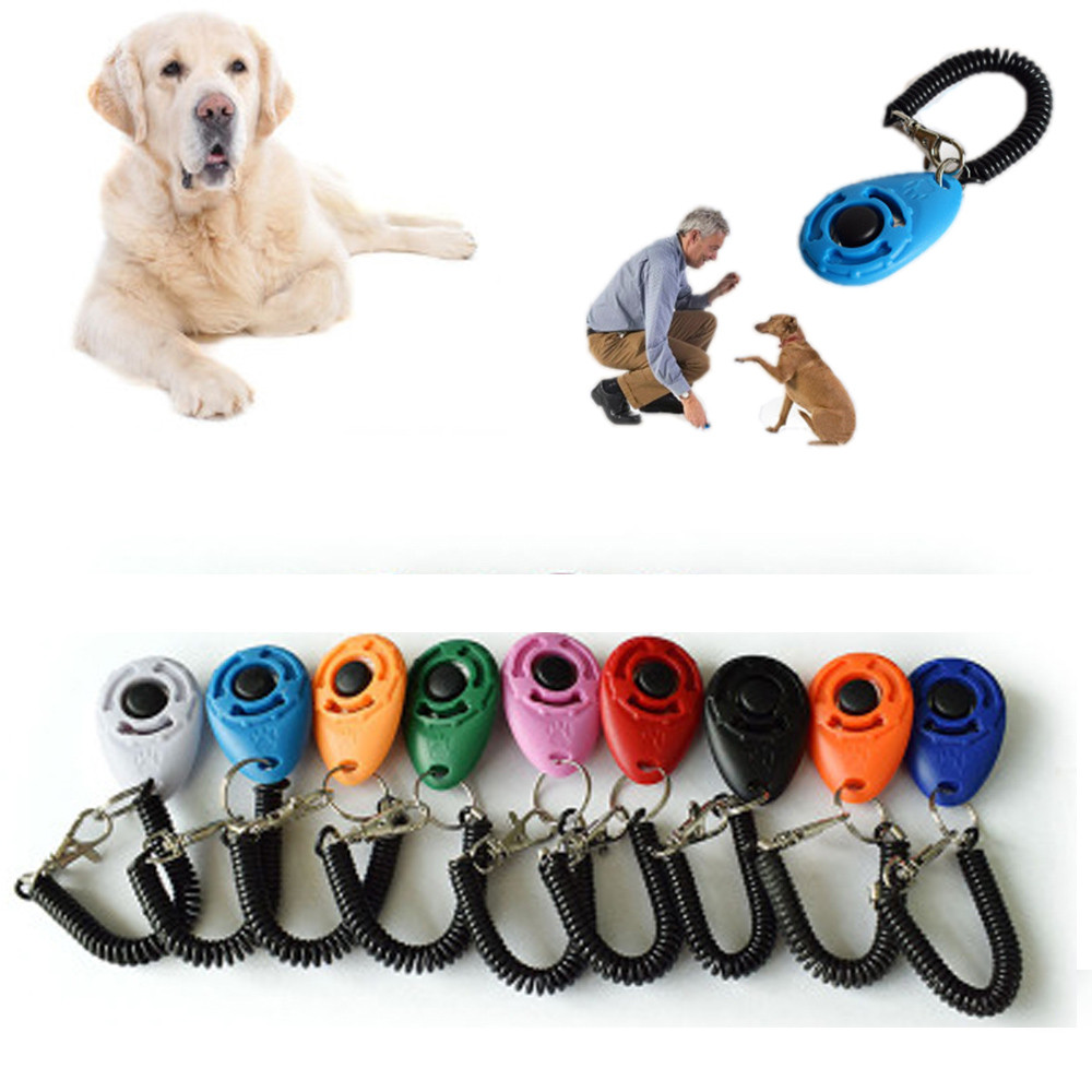 1 Pcs Pet Cat Dog Training Clicker Plastic Dogs Click Trainer Aid Too Adjustable Wrist Strap Sound Keychain Dog Repeller #Y5