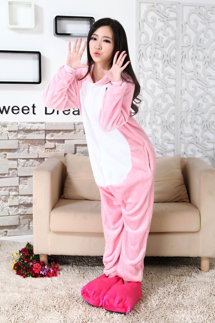 Kigurumi – pyjama pour femmes, , rose, cochon, flanelle, vêtements chauds, salopette douce, combinaisons Cosplay amusantes pour filles