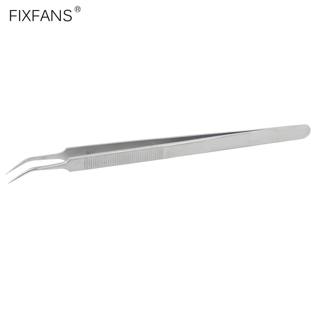 Pinzas de punta fina de 16cm, acero inoxidable, curvadas, para Micro soldadura de precisión, herramientas de reparación de teléfono móvil BGA SMD