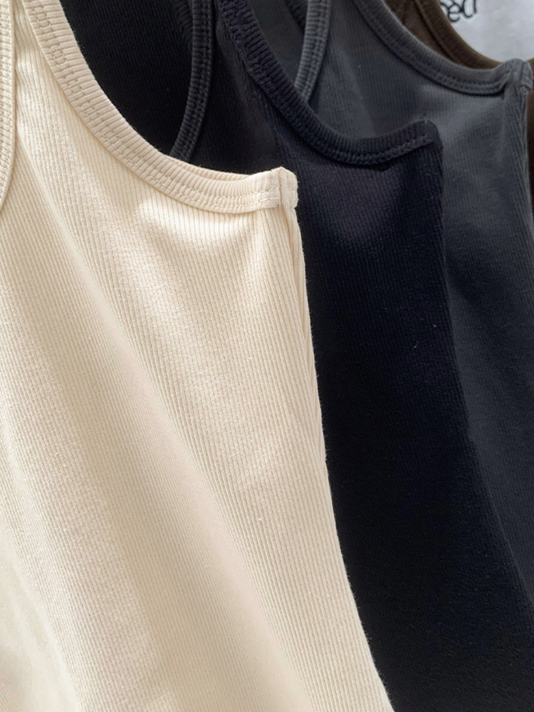 Effen Kleur Basis Geribbelde Gebreide Tanktop Dames Zomer Vintage Mouwloze Camis 90S Coole Meisjes Streetwear Zachte T-Shirts