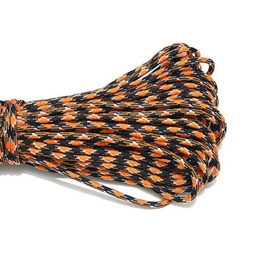 50ft 550lb paracord koord parachute lanyard 7 kern streng touw 4mm dia voor kamperen wandelen buiten thuis 15.2m camouflage kleuren: Zwart oranje