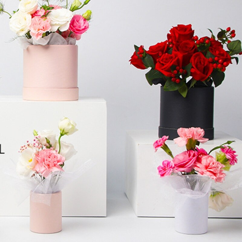 2022 Box with Lids for Cardboard Flower Boxes Cylindrical Packaging Floral Paper Box Bucket