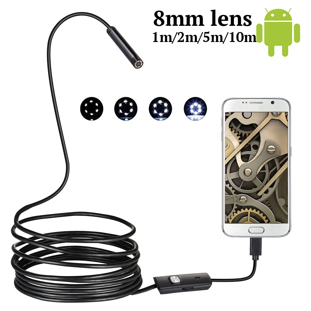 HD 8MM OTG Android Endoscoop Camera 1 M/10 M Video Endoscoop Borescope Inspectie Camera Windows USB Endoscoop voor Auto