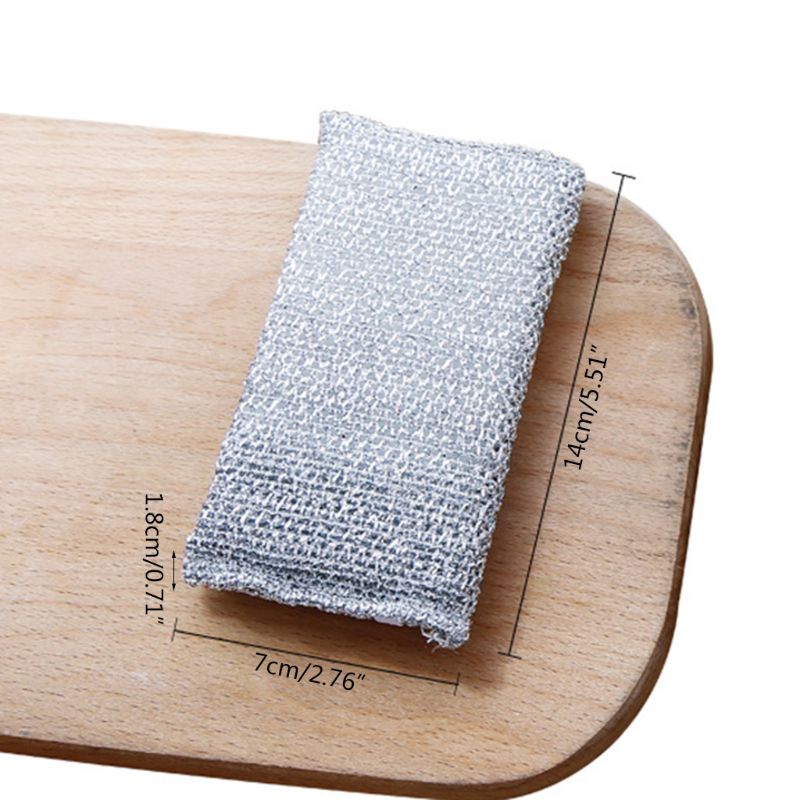 3Pcs/Set Kitchen Scrubbing Sponge Steel Wire Dish Brush Cleaner Scouring Pads