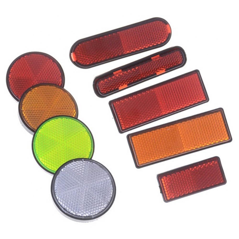 2Pcs Car Reflective Sticker Rectangle Round Car Motorcycle Bike Caravan Lorry Screw On Safety Reflector Mark For Safe Driving