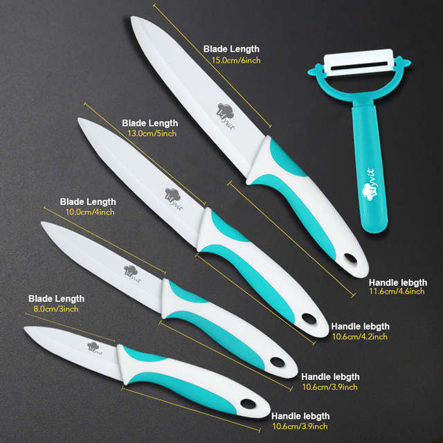 Keramik Messer Küche 3 4 5 6 Zoll Koch Utilityw Halfter Schäler Weiß Zirkonia Klinge Obst Gemüse Kochen Werkzeug 4 stück einstellen: 3456 hell Grün