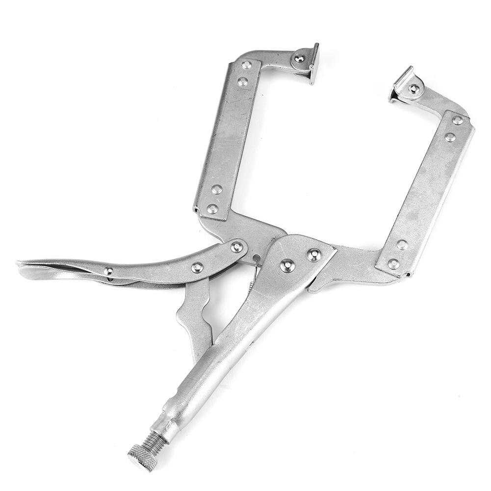 Multi-functional C-type Flat Locking Grip Vise Pliers Carbon Steel Welding Quick Fixing Locking C Clamp Pliers Round Wood Tenon: 14in
