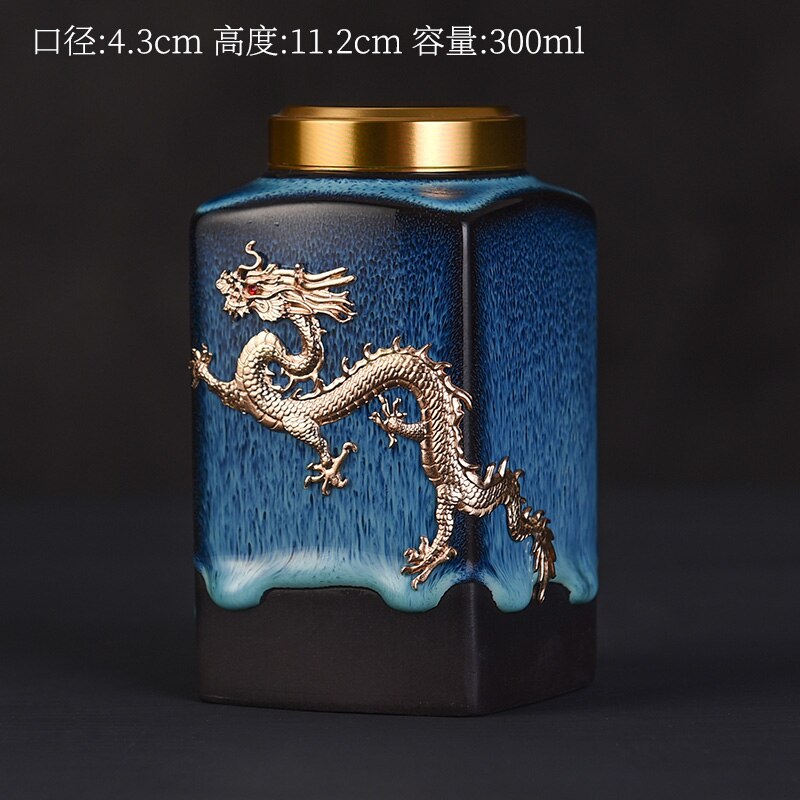 300ml porcelæn te-boks køkken opbevaring flasker mad stash krukke lufttæt lugtsikker beholder te kaffe opbevaring tank te krukke: E