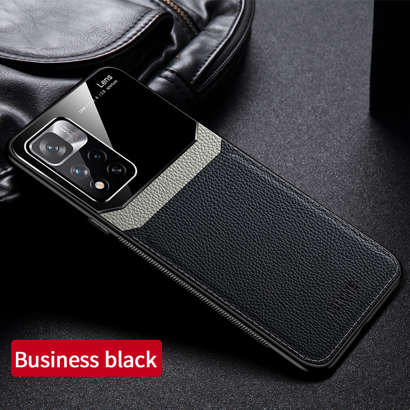 Étui pare-chocs en cuir PU et silicone pour Xiaomi Redmi Note 11 Pro Plus, coque arrière, 5G, 11S