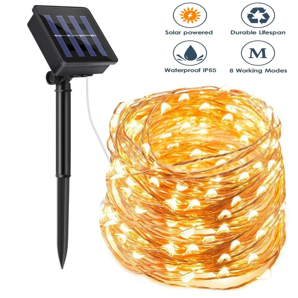 1 stks LED Solar Light Outdoor 7 M 12 M 22 M Flash Fairy Lamp 8 Modi 100/200 leds Kerst Decoratie voor Thuis Straat Tuin