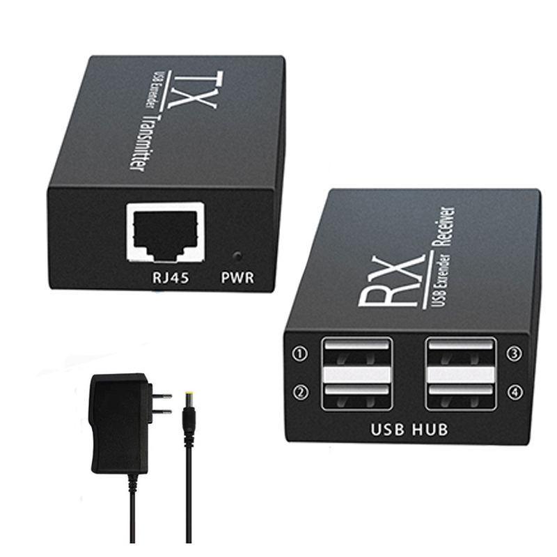 USB 120M Extender Adapter 4 Port USB 2.0 Hub Over Cat 6E/6 Ethernet UTP Extension POC RJ45 Lan Cable Metal Transmitter Receiver: WHITE