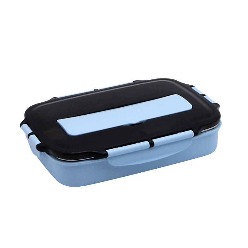 304 stainless steel divided lunch box heat preservation student fast food box bento box kindergarten anti sealed fast food: Blue