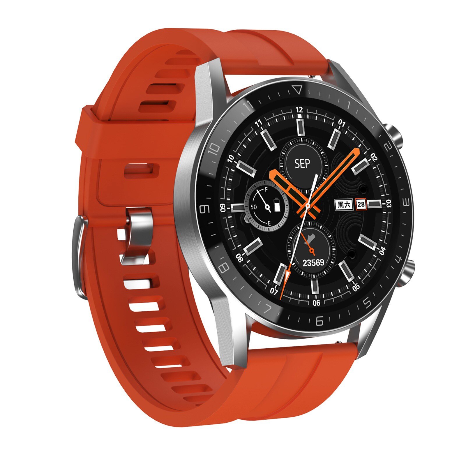 DT92 Bluetooth Oproep Smart Horloge Mannen Full Touch Screen IP68 Waterdichte Smartwatch Voor Android Ios Sport Fitness Horloges: Red silicone