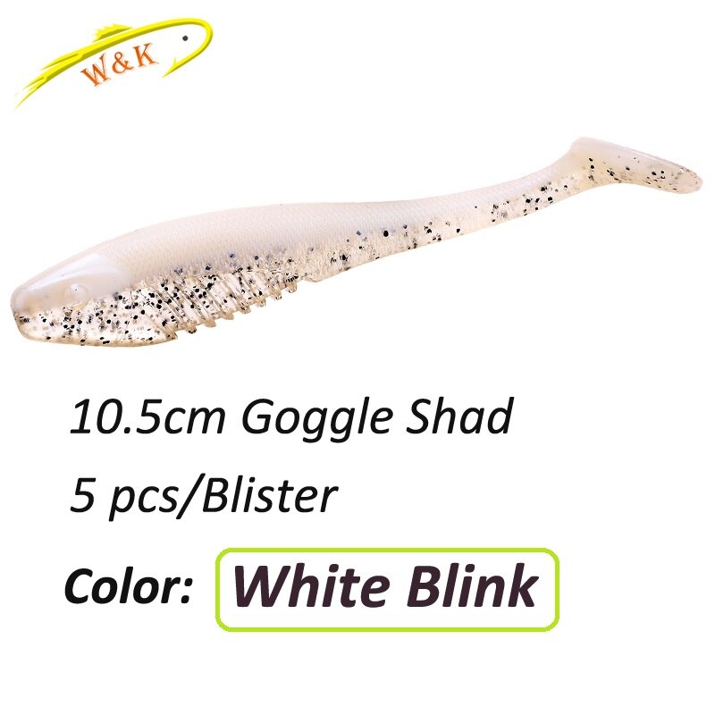 WK-leurre souple de type poisson nageur disponible en deux couleurs, appât artificiel idéal pour la pêche en eau douce, à l'alose, 4.1 pouces, 10.5cm, lot de 5 unités par lot: White Blink 4.1