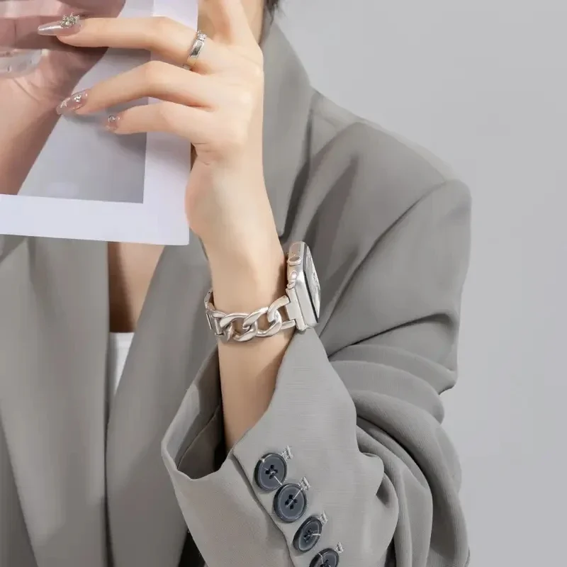 Correa de Metal para Apple Watch Ultra 49mm 10 9 8 7 banda 42mm 45mm 46mm pulsera de cinturón para mujer iWatch Series 6 SE 40/41/44mm