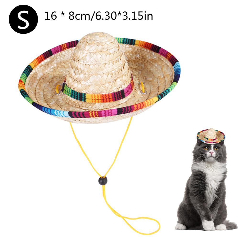 Sombrero de paja para perros de compañía Mini , Sombrero para el sol para gatos, sombreros de paja para en la playa, Sombrero de Estilo Hawaiano para perros Accesorios divertidos