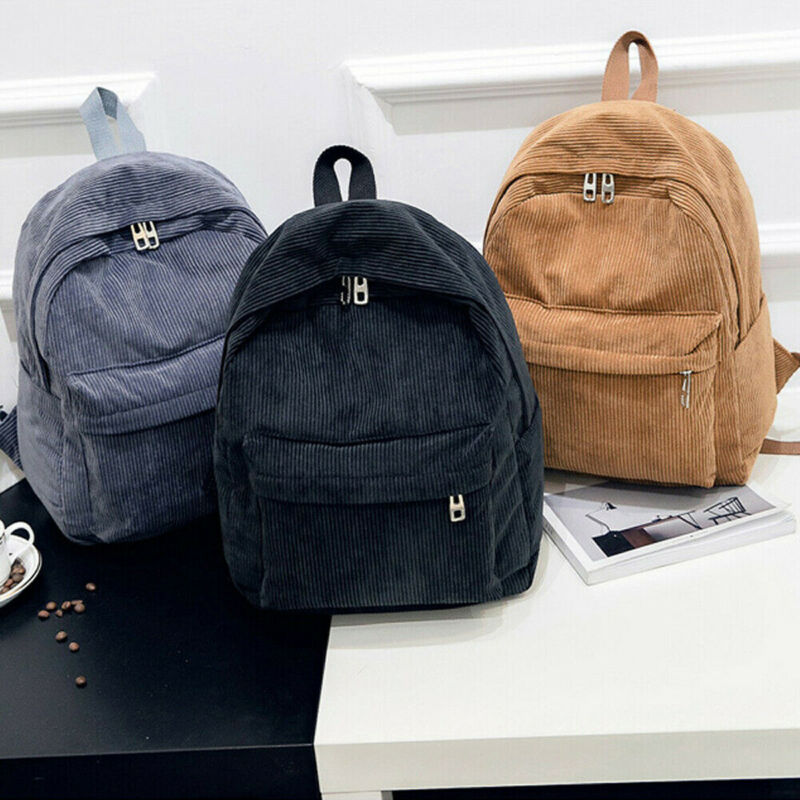 Style Soft Fabric Backpack Female Corduroy School Backpack For Teenage Girls Striped Backpack Women