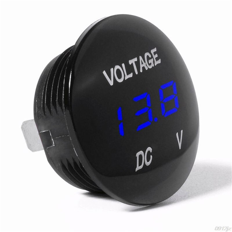 Digitale Panel Voltmeter Led Display Elektrische Voltage Meter Volt Tester Waterdicht Voor Auto Motorfiets Boot Atv Vrachtwagen Dc 12V-24V: Blue