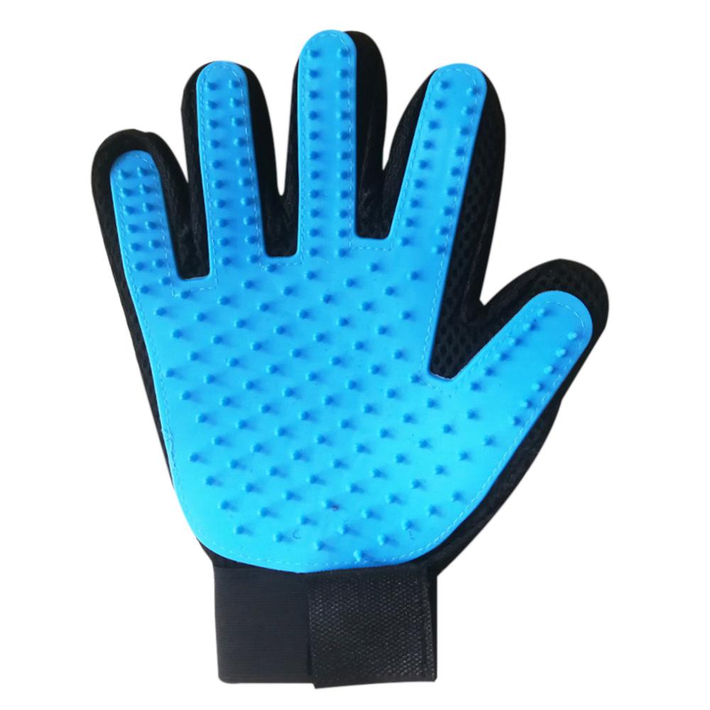 Pet Glove Cat Grooming Glove Cat Hair Brush Gloves Dog Comb for Cats Bath Clean Massage Hair Remover Brush for: sky blue right