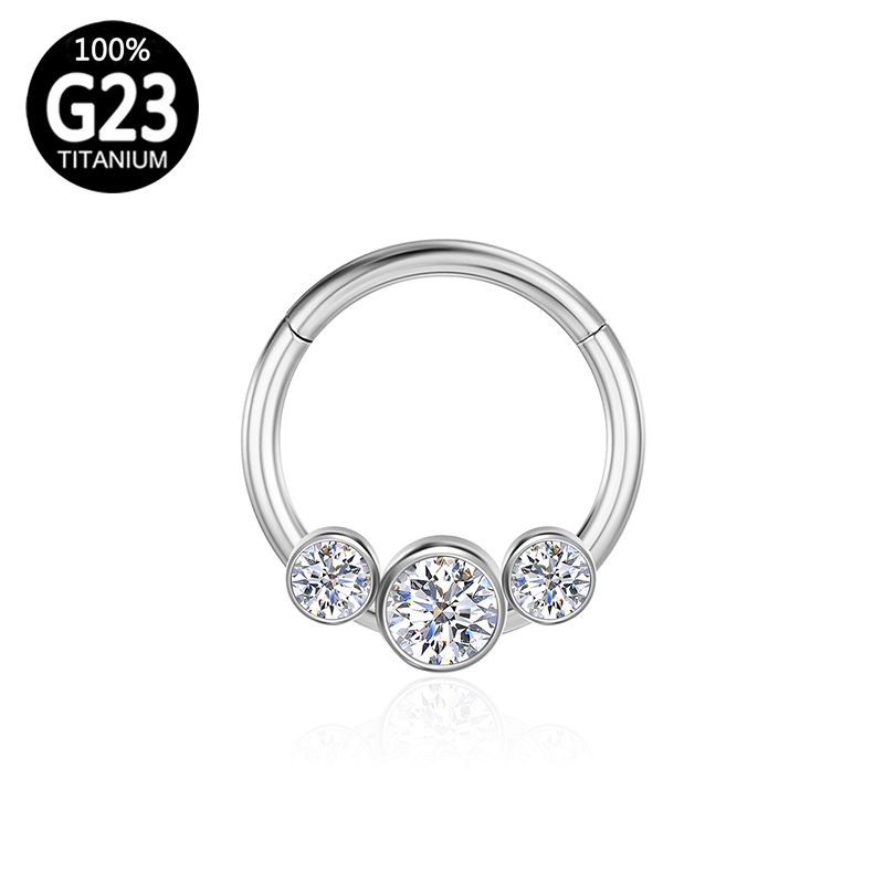 Wendel-durchbohren, nasenring,  g23 Titan-septum-clicker-Reifen, klappbare segmente, brustwarzen-knorpel-piercings, 16 tragus-lippen-körperschmuck: 3 stein / 1.2 x 12mm