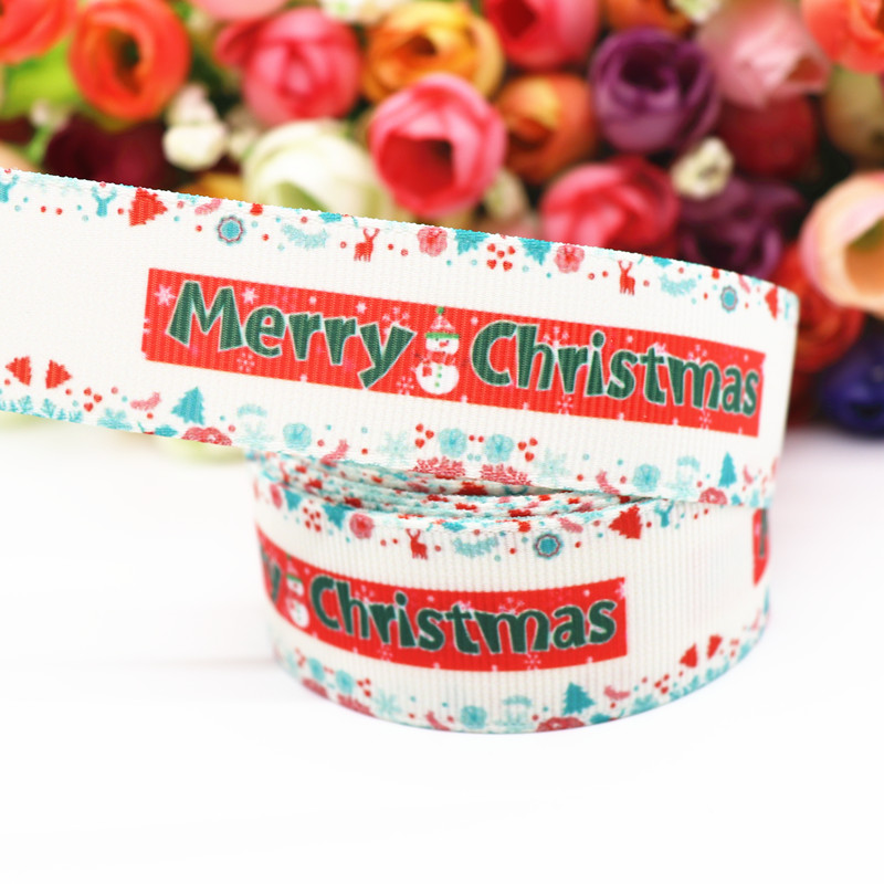 5 jardy 1 '' 25mm wstążki grosgrain z nadrukiem świątecznym na kokardy robić włosów/opakowania, materiały robić majsterkowania,  y19072404: 8