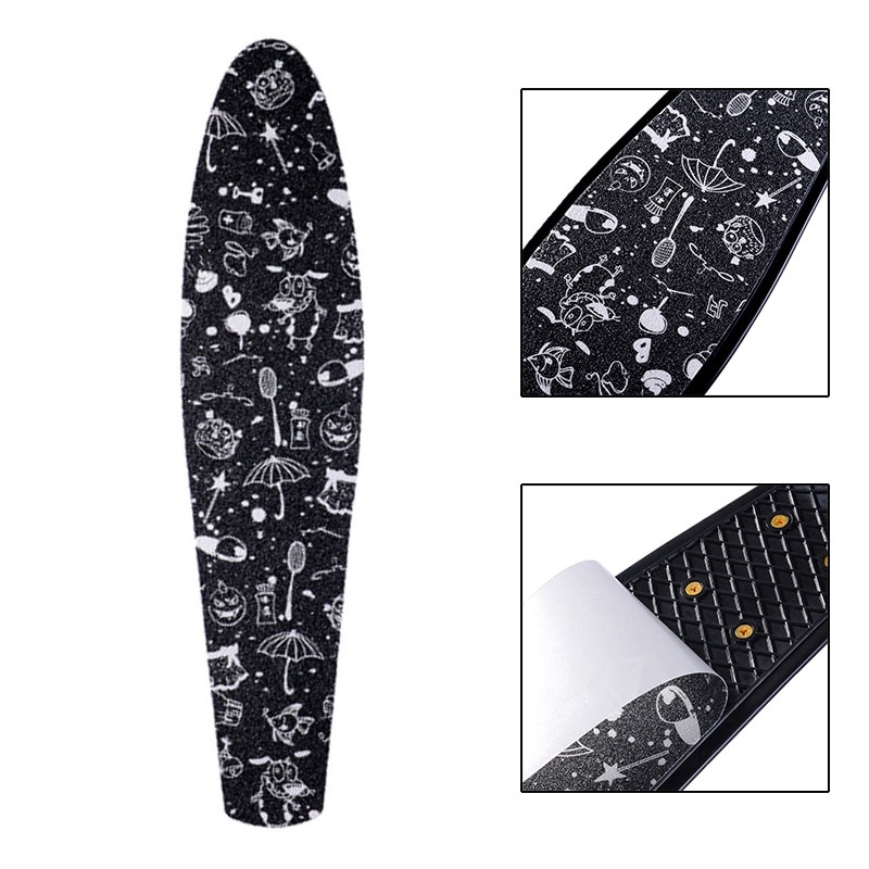 Halkskydd 22- tums board klistermärke skateboard klistermärke solid/tryckt vattentätt självhäftande enkel rocker sandpapper för penny board