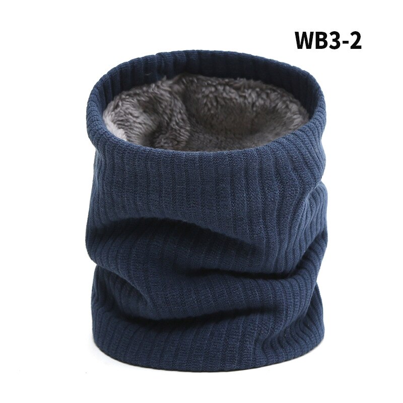 Women Knitted Scarf Solid Winter Snood Scarves Lady Warm Wool Fur Thick Unisex Men Neck Scarfs Ring Accessories: Navy