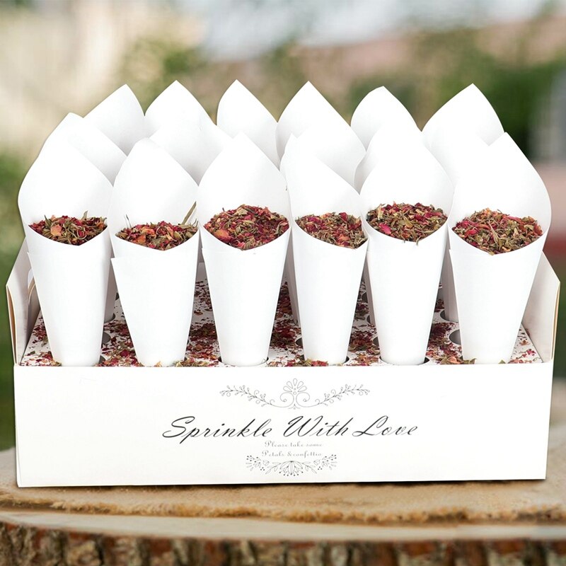 Wedding Confetti Cones Holder For Wedding Decoration Kraft Cone Stand Box Tray Wedding Mariage Deco Natural Wedding Paper Cones