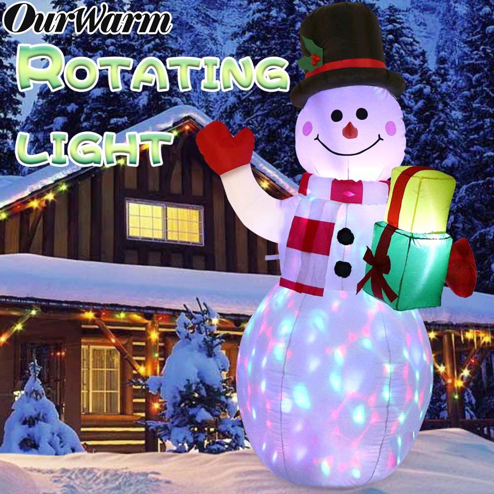 OurWarm 5ft Outdoor Opblaasbare Kerst Sneeuwpop Decoraties Met Roterende Led-verlichting Groet Sneeuwpop Voor Kerstmis Yard Decor