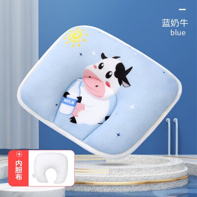 Cuscino per bambini cuscino per bambini testa eccentrico cuscino in puro cotone traspirante per neonato cuscino stereotipato: Blue cow