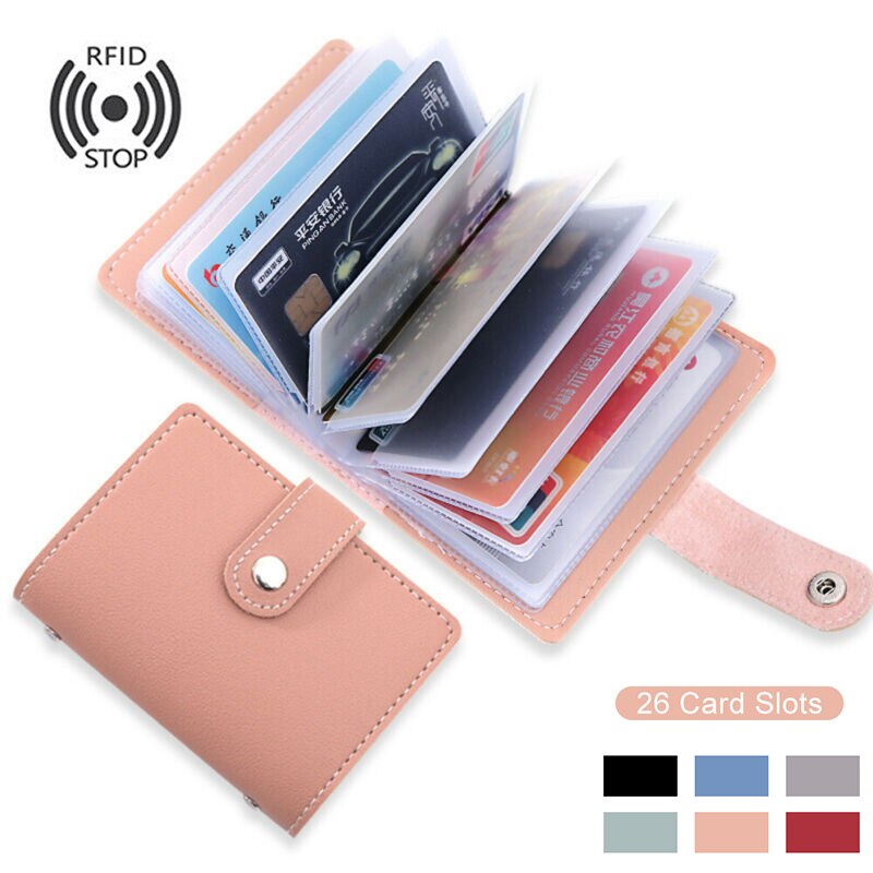 2022 Anti-Diefstal Id Credit Kaarthouder Mode Vrouwen 26 Kaarten Slim Pu Leather Pocket Case Portemonnee portemonnee Voor Vrouwen Mannen Vrouwelijke