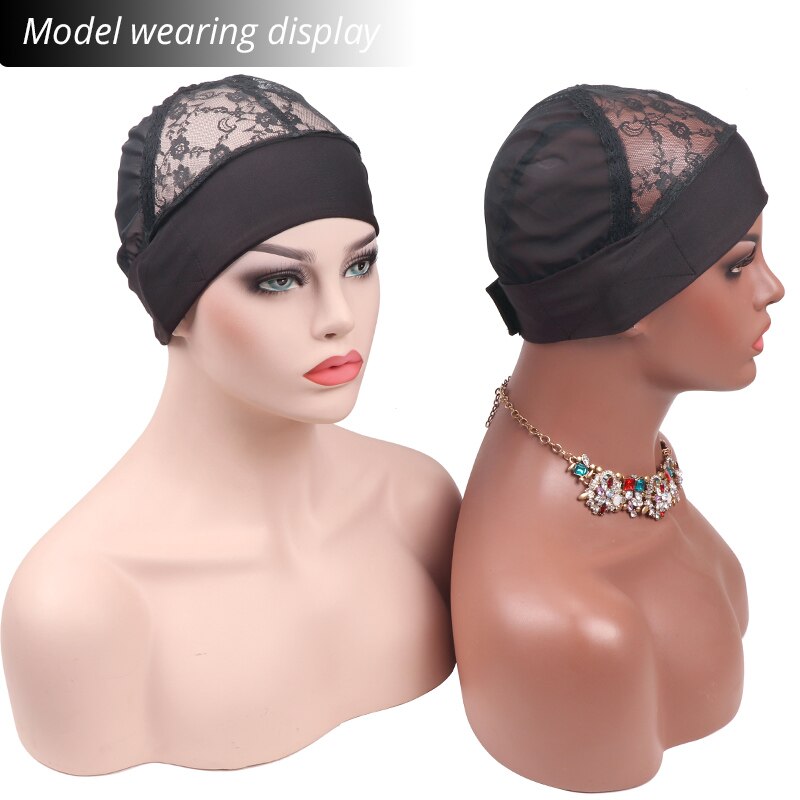Ali Top Seller Plussign Black Head Band Wig Cap For Making Wigs Dome Mesh Cap Lace Hair Net With Band Adjustable Bald Cap