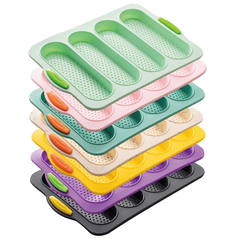 4-slot Open Silicone Bread Mold Non-Stick Bread Silicone Mould French Baguette Mold Baking Pans For Kitchen Baking Tool