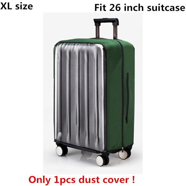 Pvc gennemsigtigt bagagerumscover til bagage elastisk vandtæt trolley kuffert regntasker rejse kuffert tilbehør 18-30 tommer trolley: Grøn-xl