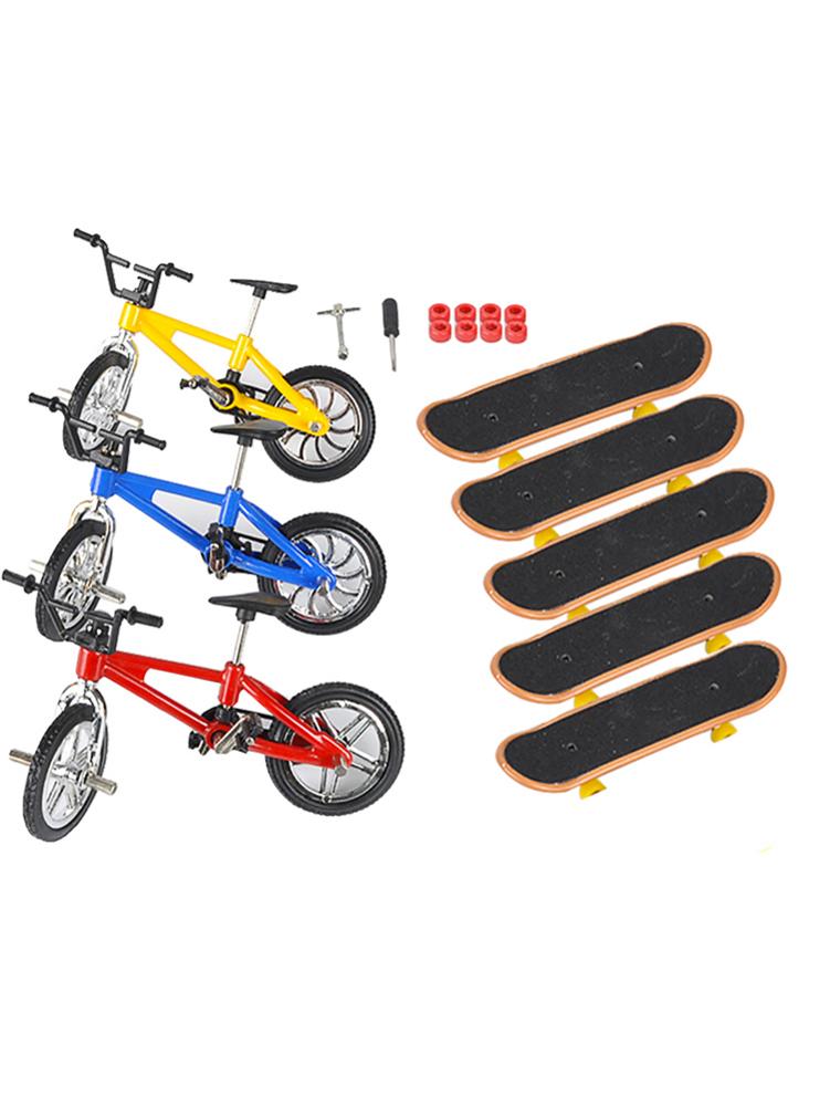 1 Set Mini Finger Skateboards And Bikes Set Finger Toys Fingerboards With Replacement Wheels Tools For Children