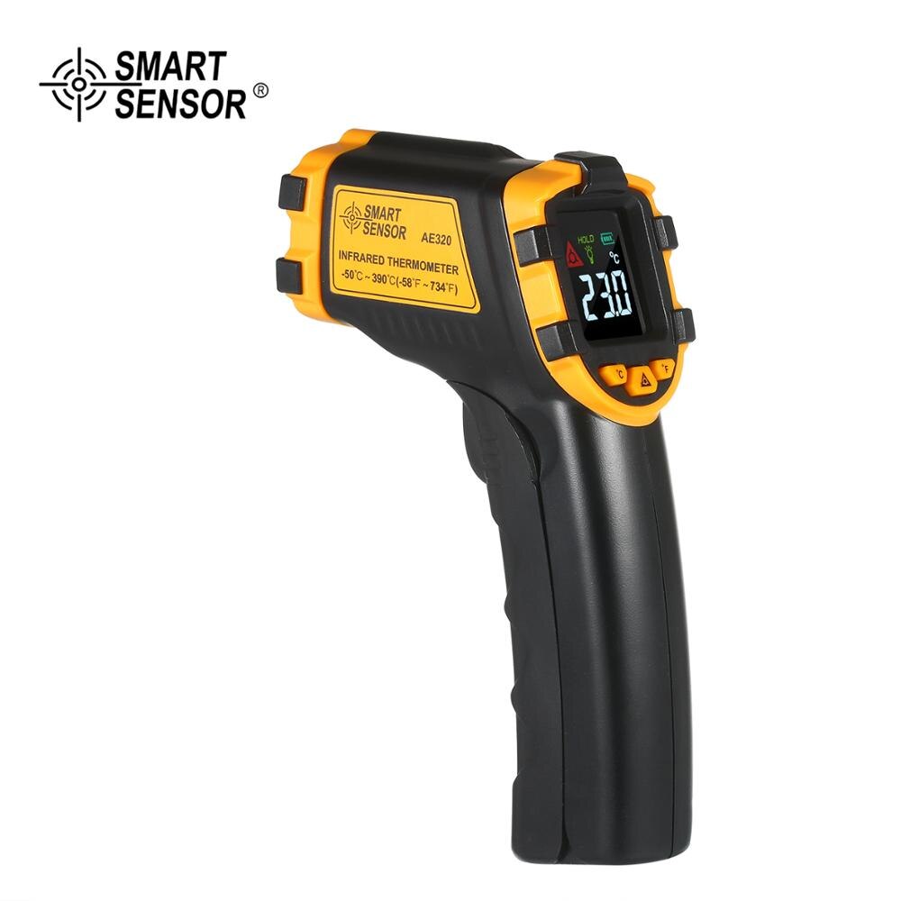 SMART SENSOR Digital Non-contact IR Infrared Thermometer Temperature Tester Pyrometer Industrial Infrared Thermometer -32~380℃: AE320