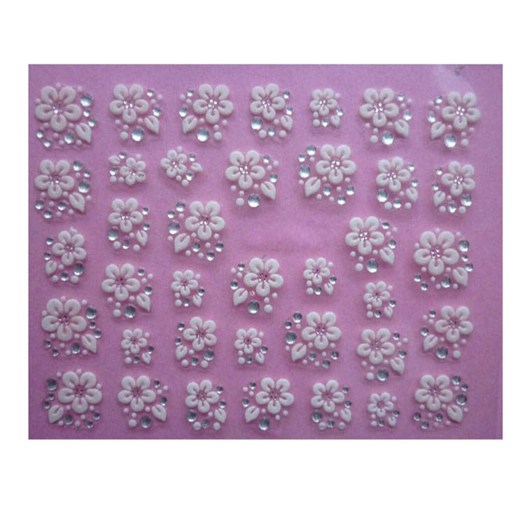 1 PC 3D Acrylic Engraved Nail Sticker Embossed White Flower Water Decals Nail Water Slide Decals: Default Title
