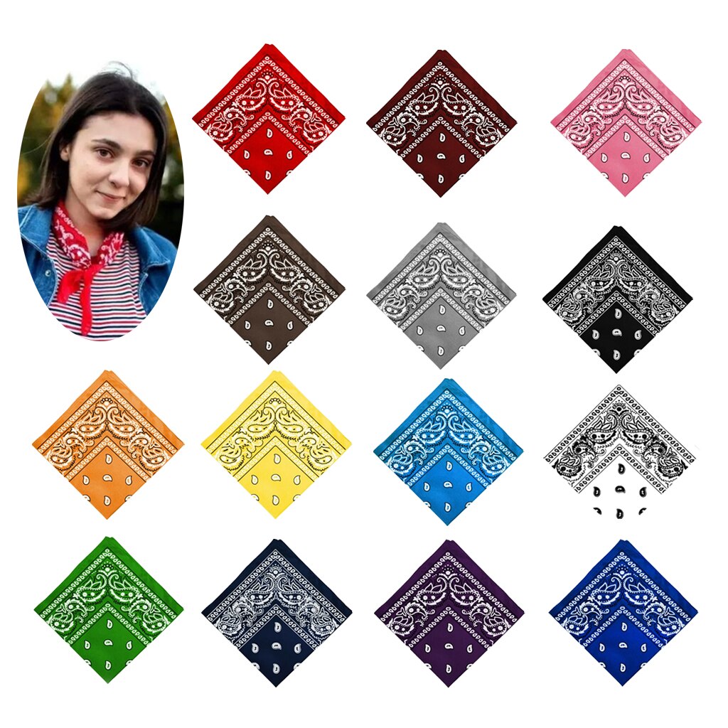 55x55cm Cotton Paisley Bandana Scarf Headband Women's Scarves Men's Bandana Headband Hiking Scarves Hair Band Wrist Wraps