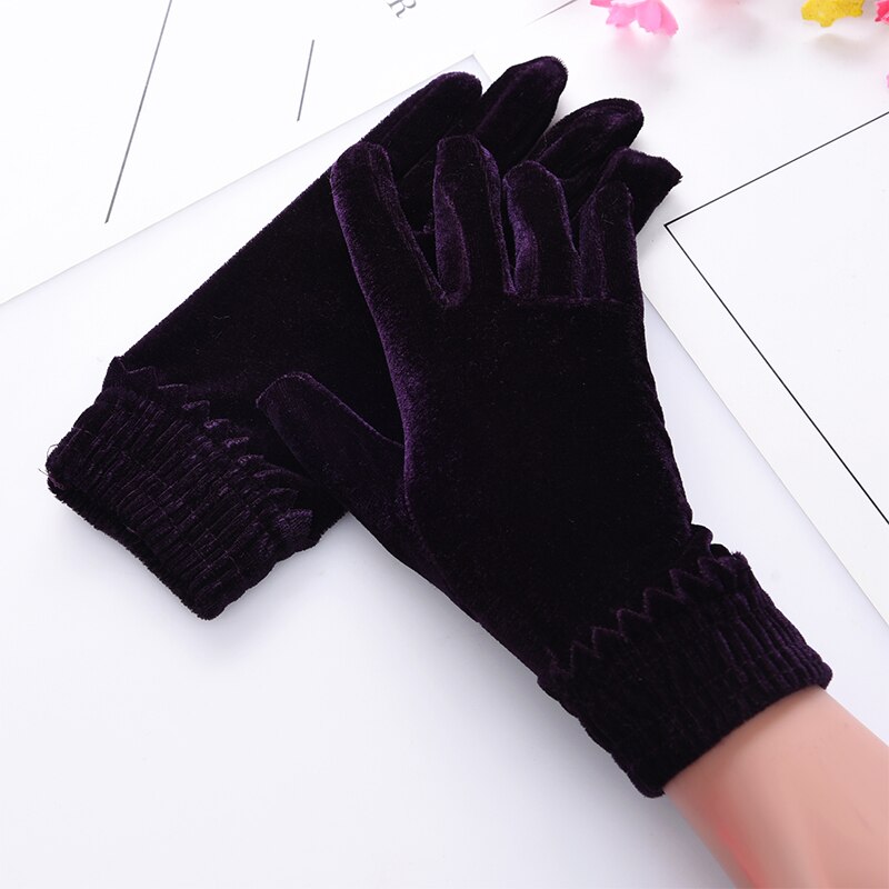 Modernos Guantes de terciopelo para mujer, cálidos Guantes de invierno de satén para mujer, Guantes Térmicos para conducir con dedos completos para mujer, Guantes