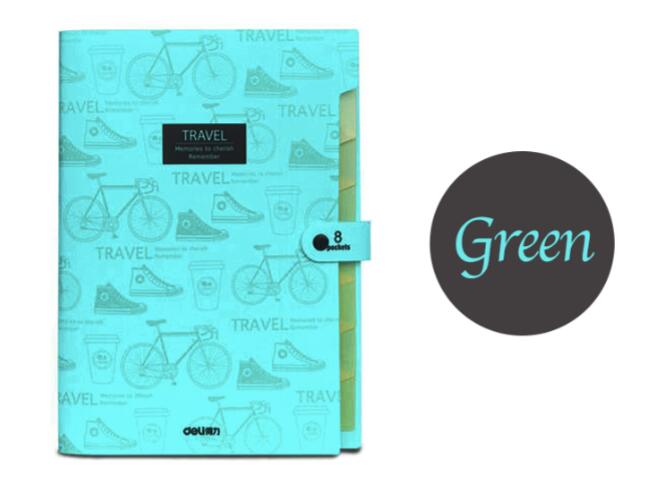 Deli plastic himmelblå  a4 arkivmappe små dokumentposer ekspanderende tegnebog fylder kontorpapirmapper til dokumenter: Grøn