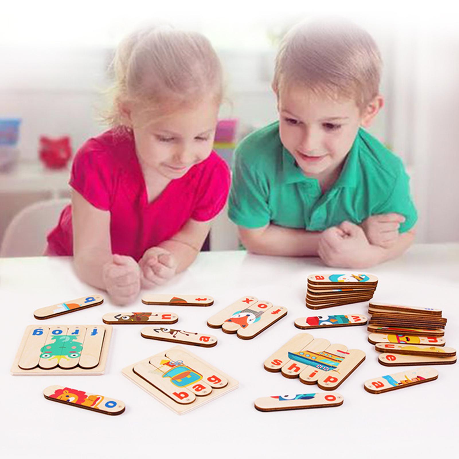 Engels Woord Brief Bijpassende Houten Lange Strip Jigsaw Board Puzzel Speelgoed Voor Kinderen