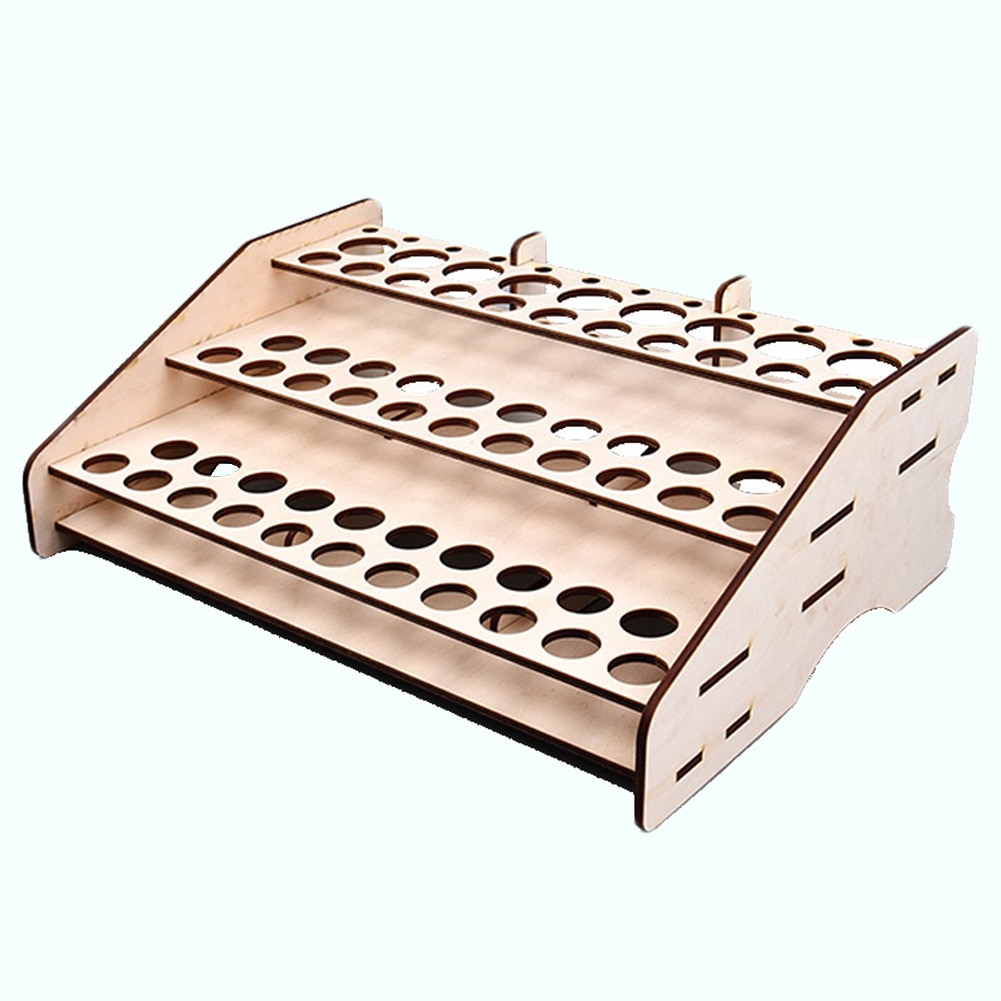 74 Holes Wood Acrylic Paints Rack Artist Supply Paint Rack Stand with Mark Pen Storage Rack Pigment Rack 3 Layers