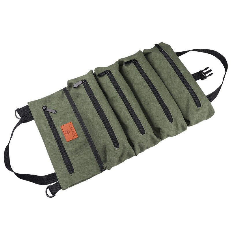 Canvas Rolling Tool Bag Roll Multi-Purpose Tool Roll Up Bag Wrench Roll Pouch Hanging Tool Zipper Carrier Tote