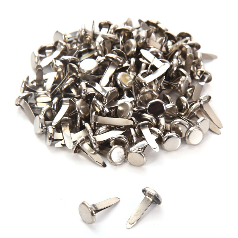 100Pc Ronde Metalen Brads Scrapbooking Decoratieve Kinderen Handgemaakte Diy Materialen Versiering Sluiting Sieraden Craft Accessoires: Silver