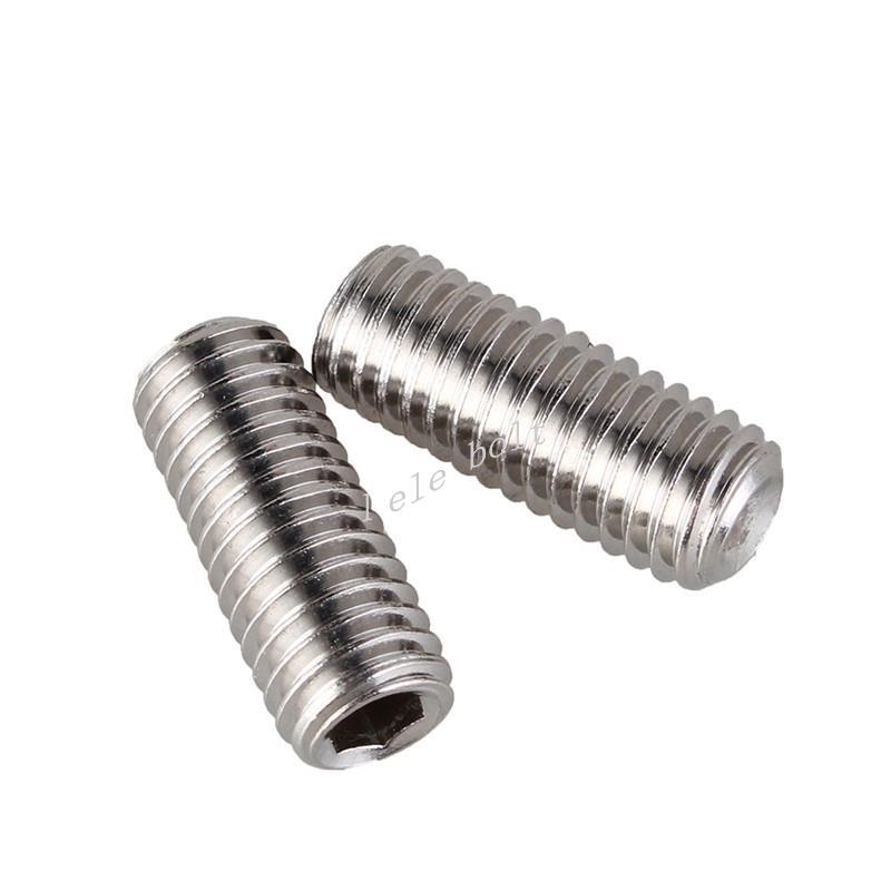 2/5/10/20PCS Hexagon Hex Socket Set Screw Flat Point Allen Head Grub Screw M8 M10 Stainless Steel Headless Set Screw