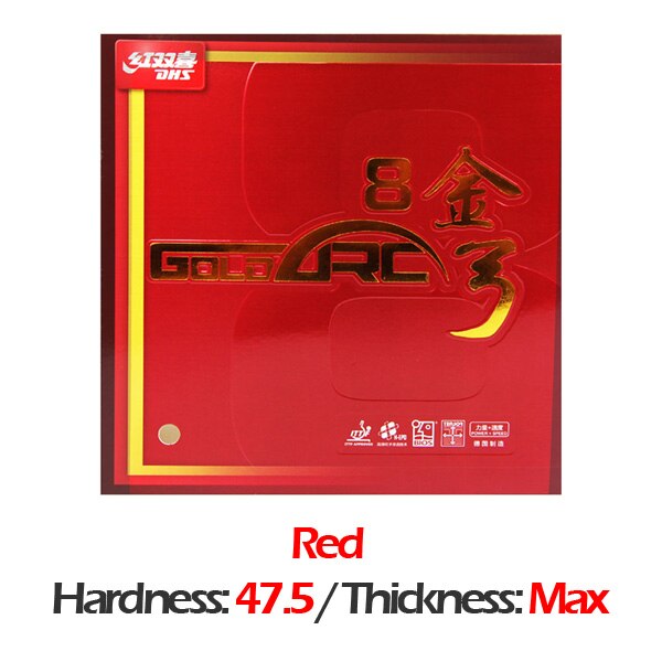 DHS-tenis de mesa GoldArc 8, Alemania tech, granos rojos o negros, goma de Ping Pong con esponja para tenis de mesa: H47.5 Max RED
