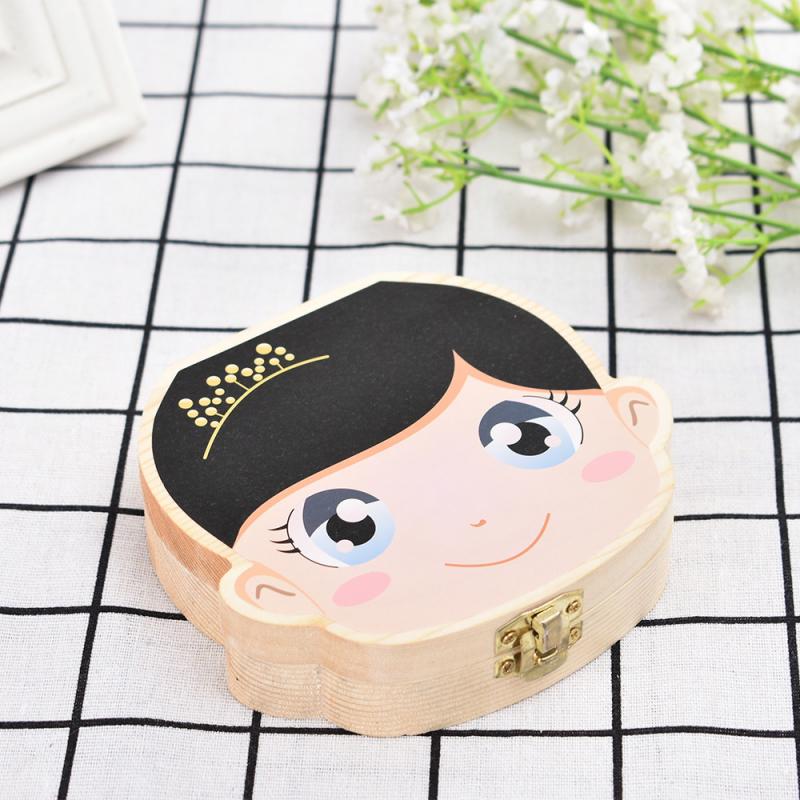 Baby Spanish English Wooden Tooth Box Organizer Boys Girls Infant Baby High Teeth Case Souvenirs For Children Kids